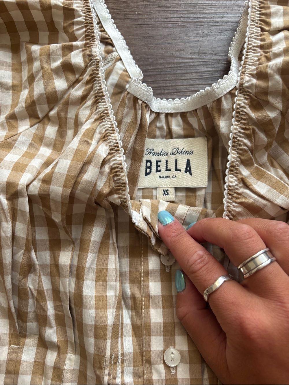 Frankie’s Bikinis x Bella Gingham Dress + Hair Scarf - Picture 3 of 5